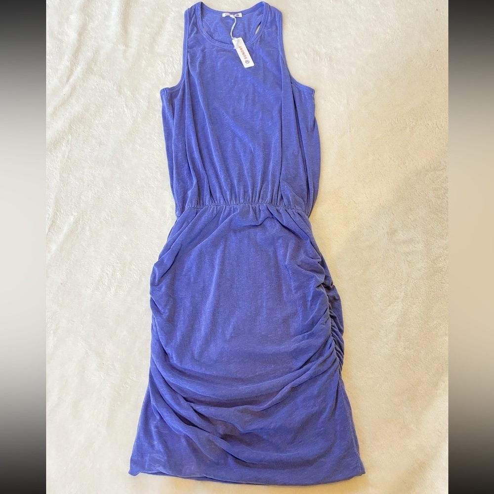 Sundry Womens Size Large Blue Ruched Cotton Tank Dress Casual Beach Boho